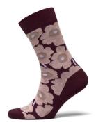 Kirmailla Unikko Lingerie Socks Regular Socks Burgundy Marimekko