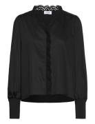 Lr-Isla Solid Tops Blouses Long-sleeved Black Levete Room