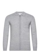 Merino Polo Collar Cardigan Tops Knitwear Full Zip Jumpers Grey Lindbe...