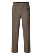 Slh196-Straight Alberto Wool Pant Bottoms Trousers Casual Brown Select...