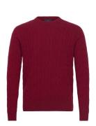 Lw Cable Crew Tops Knitwear Round Necks Red Hackett London