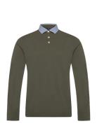 Woven Collar Ls Tops Polos Long-sleeved Khaki Green Hackett London