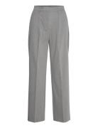 Pleated Straight Trousers Bottoms Trousers Straight Leg Grey Mango