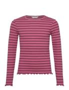 Striped Long Sleeves T-Shirt Tops T-shirts Long-sleeved T-shirts Pink ...