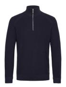 Structured Knit Troyer Tops Knitwear Half Zip Jumpers Navy Tom Tailor