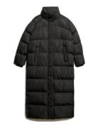 Maxi Longline Puffer Jacket Fôret Kåpe Black Superdry