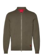 San Jaque-C Tops Knitwear Full Zip Jumpers Green HUGO