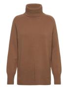 Herringb Detail Rollneck Tops Knitwear Turtleneck Brown GANT