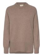 Herringb Detail C-Neck Tops Knitwear Jumpers Beige GANT