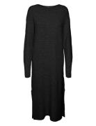 Vmlefile Ls Boatneck Calf Dress Noos Knelang Kjole Black Vero Moda