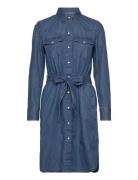 Belted Denim Shirtdress Knelang Kjole Blue Lauren Ralph Lauren