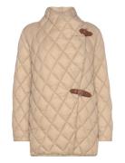 Buckle-Trim Diamond-Quilted Down Coat Vattert Jakke Beige Lauren Ralph...