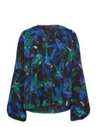 Rodebjer Marylin Silk Floral Tops Blouses Long-sleeved Black RODEBJER