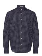 Reg Jaspe Tattersall Shirt Tops Shirts Casual Navy GANT