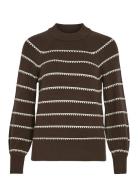 Viril Crew Neck L/S Stripe Knit Top Tops Knitwear Jumpers Brown Vila