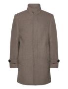 Recycled Wool Funnel Neck Coat Ullfrakk Frakk Beige Lindbergh