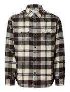 Slhmason-Pablo Check Overshirt Tops Shirts Casual Brown Selected Homme