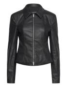 Waisted Faux Leather Zip Jacket Skinnjakke Skinnjakke Black Monki