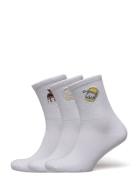 3-Pack Embroidered Socks Lingerie Socks Regular Socks White Monki