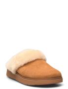 Gen-Ff Shearling-Collar Suede Slippers Slippers Tøfler Beige FitFlop