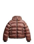 Hooded Luxe Sports Puffer Fôret Jakke Brown Superdry