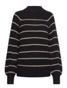 Viril Crew Neck L/S Stripe Knit Top Tops Knitwear Jumpers Black Vila