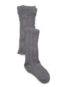 Cable Knitted Stockings Grey Melange Tights Grey Geggamoja