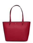 Crosshatch Leather Medium Karly Tote Bags Totes Red Lauren Ralph Laure...