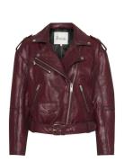 Mwgilo Leather Jacket Skinnjakke Skinnjakke Burgundy My Essential Ward...