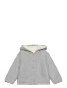 Cardigan With Stitched Sheepskin Lining Tops Knitwear Cardigans Grey M...