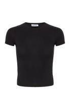 Slim Fitted T-Shirt Tops T-shirts & Tops Short-sleeved Black Weekday