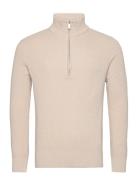 Slhrodney Ls High Neck Half Zip Tops Knitwear Half Zip Jumpers Cream S...