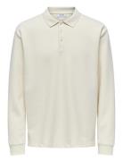 Onsbernard Rlx Ls Polo Tops Polos Long-sleeved Cream ONLY & SONS