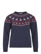 Visanta L/S Christmas Knit/Ka Tops Knitwear Jumpers Navy Vila