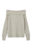 Nlflodet Ls Off Shoulder Top Tops Knitwear Pullovers Grey LMTD