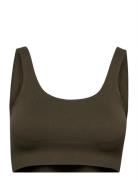 Khaki Ribbed Seamless Bra Lingerie Bras & Tops Sports Bras - All Green...