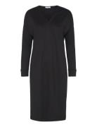 Viscose-Blend Long Sleeve Midi Dress, Daheva Knelang Kjole Black Ivo N...