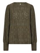 Sc-Nadina Tops Blouses Long-sleeved Khaki Green Soyaconcept