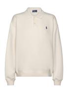 Polo-Collar Fleece Pullover Tops T-shirts & Tops Polos Cream Polo Ralp...