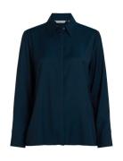 Soft Viscose Regular Ls Shirt Tops Shirts Long-sleeved Navy Tommy Hilf...