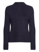 Perkins-Neck Knitted Sweater Tops Knitwear Jumpers Navy Mango