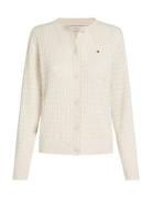 Co Cable Fine Gg C-Nk Cardi Ls Tops Knitwear Cardigans Cream Tommy Hil...