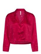 Satin Long-Sleeved Jacket Topp Red Hunkemöller