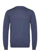 Keane Light Merino Crew Neck Tops Knitwear Round Necks Blue J. Lindebe...