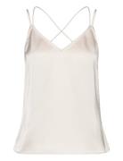 Obu Satin Singlet Tops Blouses Sleeveless Cream Dante6