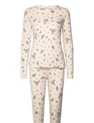 Henley Pyjama Aop Pyjamas Cream Lindex