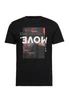 Photo Print T-Shirt Tops T-shirts Short-sleeved Black Tom Tailor