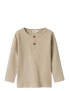 Nmmbart Ls Slim Top Tops T-shirts Long-sleeved T-shirts Beige Name It