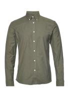 Oxford Superflex Shirt L/S Tops Shirts Casual Khaki Green Lindbergh