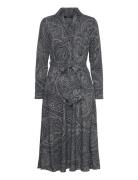 Paisley Crepe Midi Dress Knelang Kjole Navy Lauren Ralph Lauren